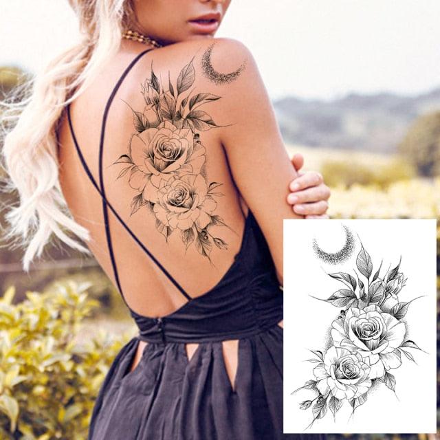 Realistic Tattoos Temporary Womens Flower Sticker Tattoos Waterproof Women Body Art Fake Legs Tattoo Stickers - TaTTTy