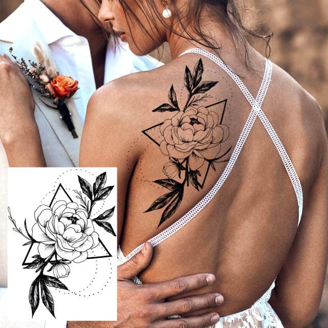 Realistic Tattoos Temporary Womens Flower Sticker Tattoos Waterproof Women Body Art Fake Legs Tattoo Stickers - TaTTTy