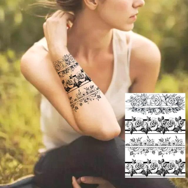 Realistic Tattoos Temporary Womens Flower Sticker Tattoos Waterproof Women Body Art Fake Legs Tattoo Stickers - TaTTTy