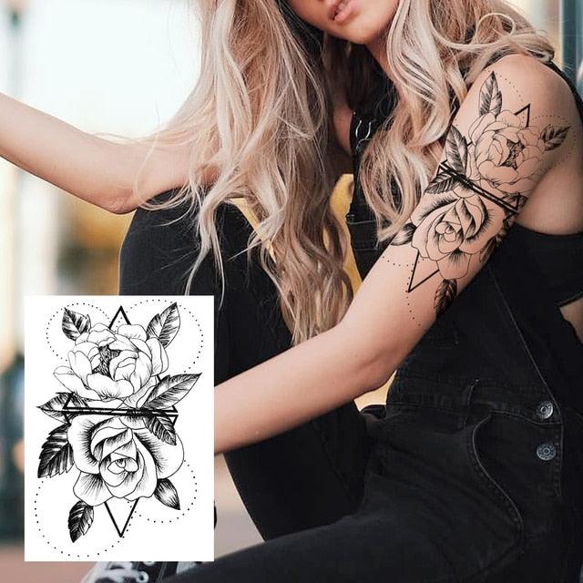 Realistic Tattoos Temporary Womens Flower Sticker Tattoos Waterproof Women Body Art Fake Legs Tattoo Stickers - TaTTTy