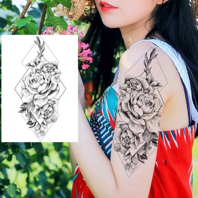 Realistic Tattoos Temporary Womens Flower Sticker Tattoos Waterproof Women Body Art Fake Legs Tattoo Stickers - TaTTTy