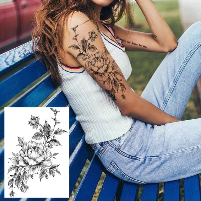 Realistic Tattoos Temporary Womens Flower Sticker Tattoos Waterproof Women Body Art Fake Legs Tattoo Stickers - TaTTTy