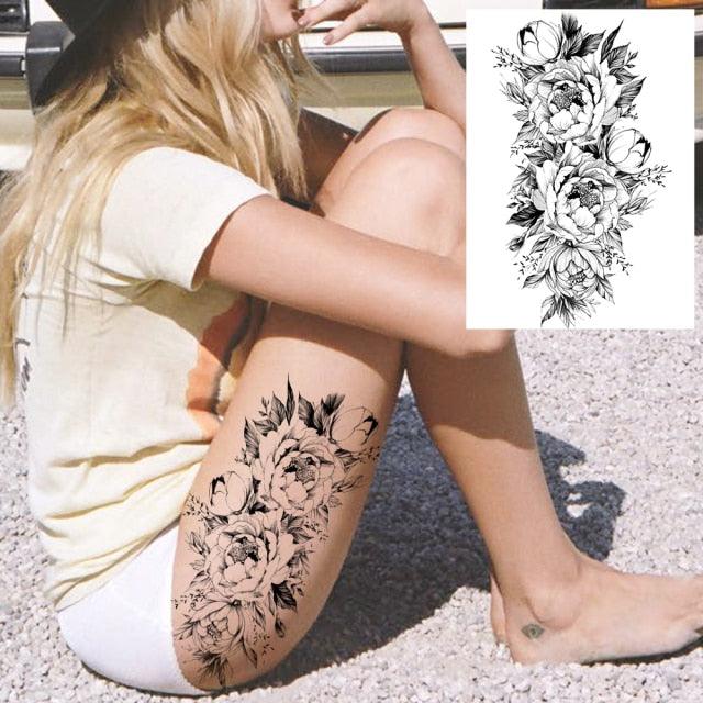 Realistic Tattoos Temporary Womens Flower Sticker Tattoos Waterproof Women Body Art Fake Legs Tattoo Stickers - TaTTTy