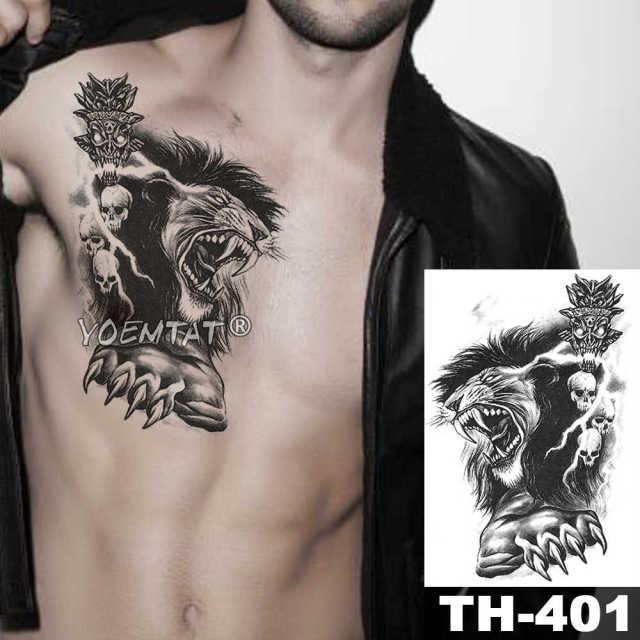 Realistic Temporary Lion Wolf Sticker Tattoo Waterproof  Elegant Body Arm Warrior Tattoo For Mens - TaTTTy