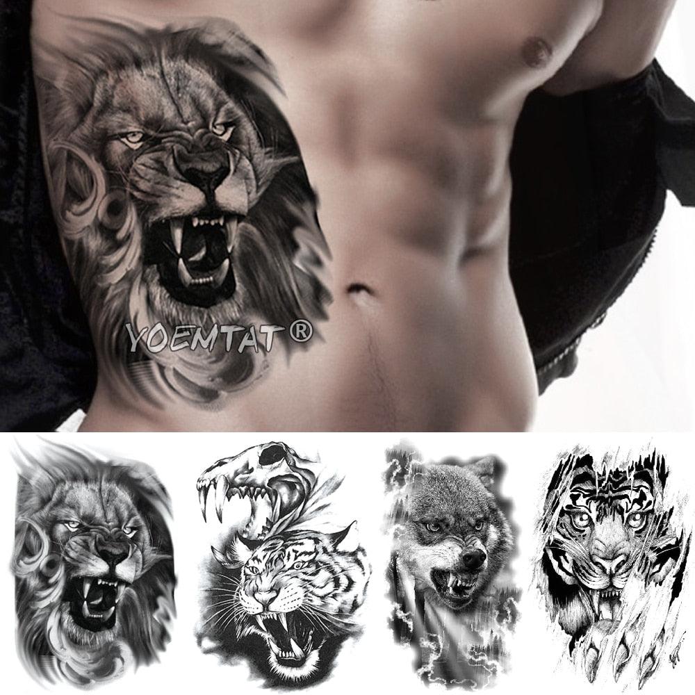 Realistic Temporary Lion Wolf Sticker Tattoo Waterproof  Elegant Body Arm Warrior Tattoo For Mens - TaTTTy