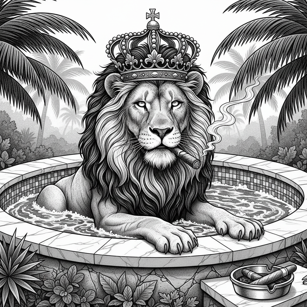 Royal Relaxation - ILLUSTRATIVE, STIPPLING, FINE LINE