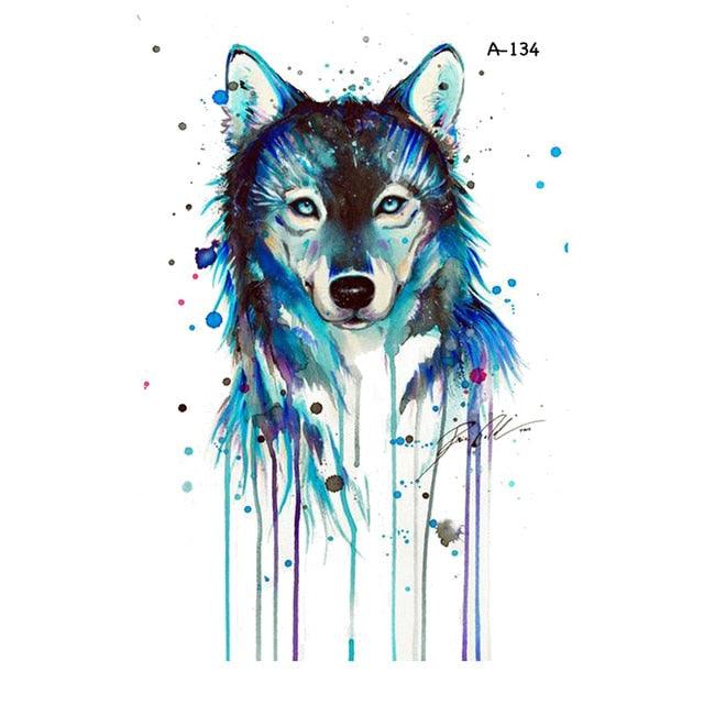Temporary Animal Head Wolf Design Waterproof Body Sticker Fashion Tattoo For Womens Mens - TaTTTy