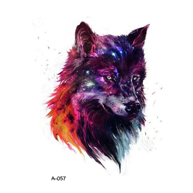 Temporary Animal Head Wolf Design Waterproof Body Sticker Fashion Tattoo For Womens Mens - TaTTTy