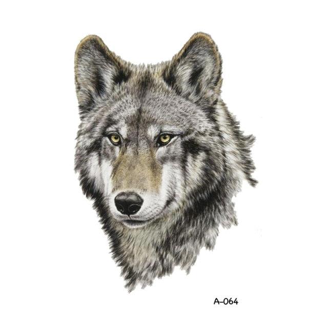 Temporary Animal Head Wolf Design Waterproof Body Sticker Fashion Tattoo For Womens Mens - TaTTTy