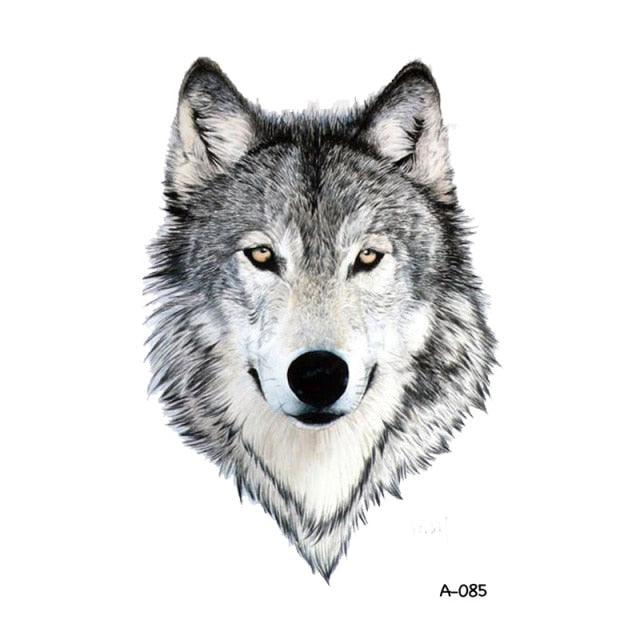 Temporary Animal Head Wolf Design Waterproof Body Sticker Fashion Tattoo For Womens Mens - TaTTTy