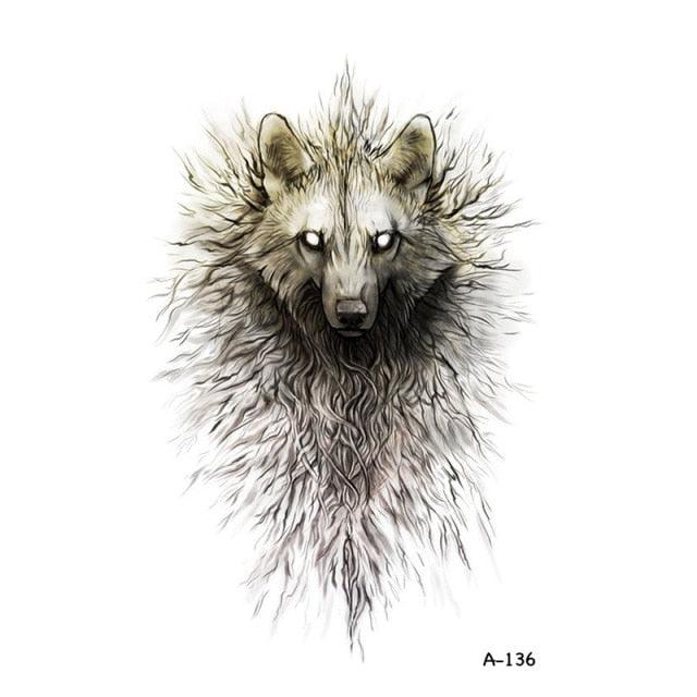Temporary Animal Head Wolf Design Waterproof Body Sticker Fashion Tattoo For Womens Mens - TaTTTy