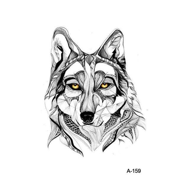 Temporary Animal Head Wolf Design Waterproof Body Sticker Fashion Tattoo For Womens Mens - TaTTTy
