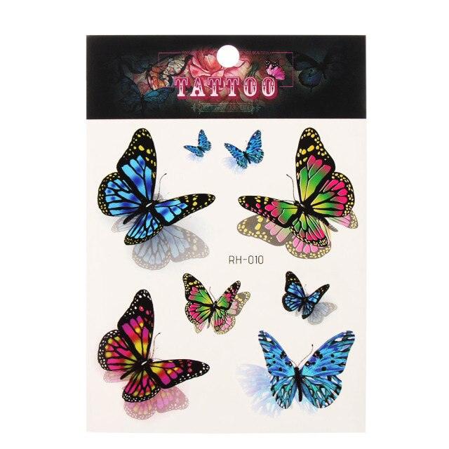 Waterproof Colorful Butterfly Temporary 3D Stickers Body Tattoos Various Styles For Womens - TaTTTy