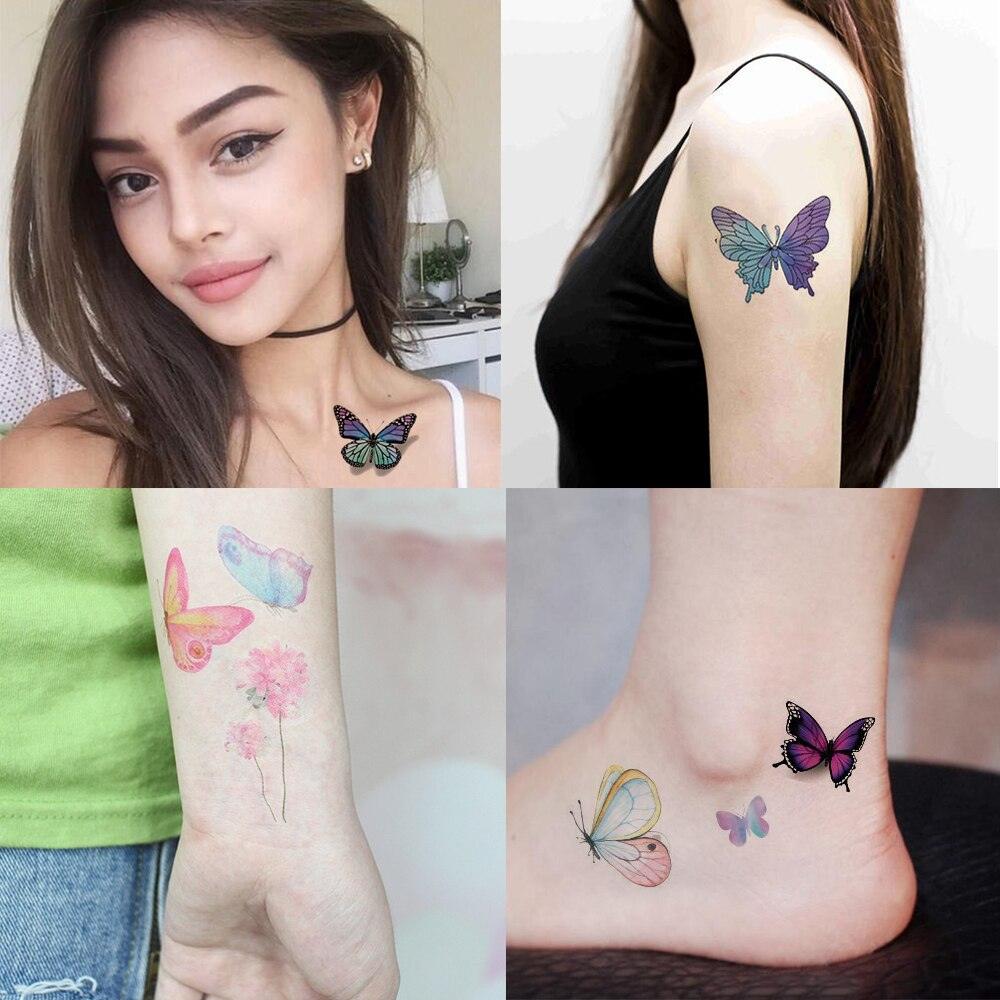 Waterproof Colorful Butterfly Temporary 3D Stickers Body Tattoos Various Styles For Womens - TaTTTy