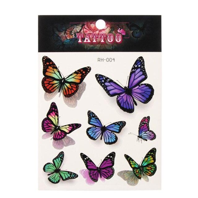 Waterproof Colorful Butterfly Temporary 3D Stickers Body Tattoos Various Styles For Womens - TaTTTy