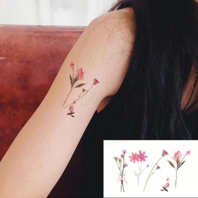 Waterproof Temporary Tattoo Lavender Stickers Butterfly Flower Luxury Small Tattoo For Body Arm - TaTTTy