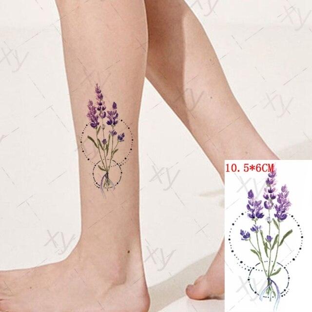 Waterproof Temporary Tattoo Lavender Stickers Butterfly Flower Luxury Small Tattoo For Body Arm - TaTTTy