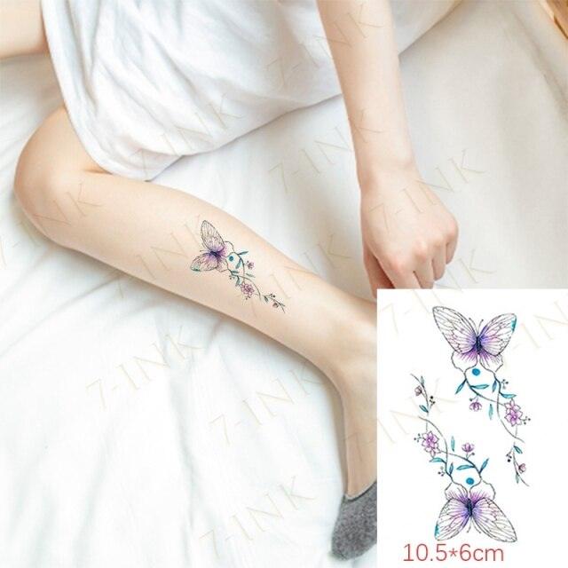 Waterproof Temporary Tattoo Lavender Stickers Butterfly Flower Luxury Small Tattoo For Body Arm - TaTTTy