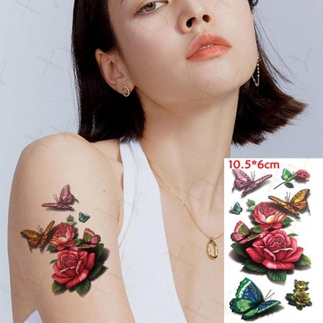 Waterproof Temporary Tattoo Lavender Stickers Butterfly Flower Luxury Small Tattoo For Body Arm - TaTTTy