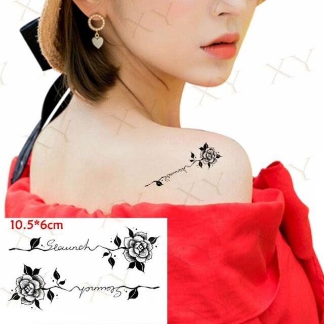 Waterproof Temporary Tattoo Lavender Stickers Butterfly Flower Luxury Small Tattoo For Body Arm - TaTTTy
