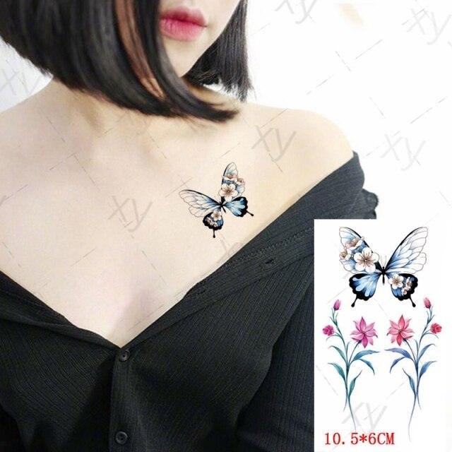 Waterproof Temporary Tattoo Lavender Stickers Butterfly Flower Luxury Small Tattoo For Body Arm - TaTTTy