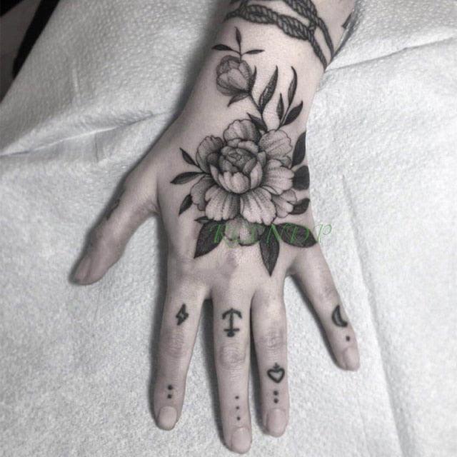 Waterproof Womens Temporary Sticker Tattoo Flower Rose Realistic Sketches For Arm Hand - TaTTTy