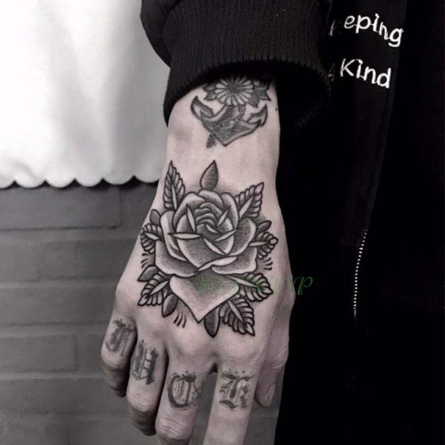 Waterproof Womens Temporary Sticker Tattoo Flower Rose Realistic Sketches For Arm Hand - TaTTTy