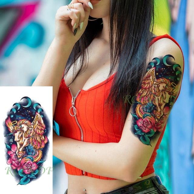 Waterproof Womens Temporary Sticker Tattoo Flower Rose Realistic Sketches For Arm Hand - TaTTTy