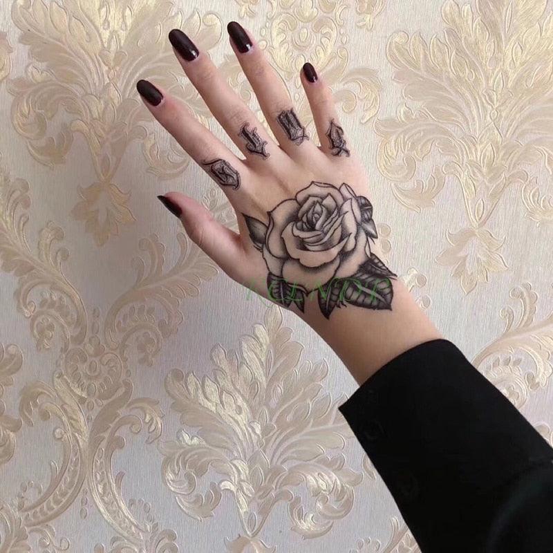 Waterproof Womens Temporary Sticker Tattoo Flower Rose Realistic Sketches For Arm Hand - TaTTTy