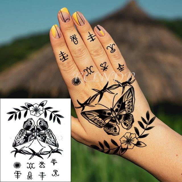 Waterproof Womens Temporary Sticker Tattoo Flower Rose Realistic Sketches For Arm Hand - TaTTTy