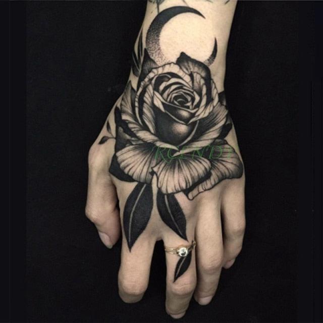 Waterproof Womens Temporary Sticker Tattoo Flower Rose Realistic Sketches For Arm Hand - TaTTTy