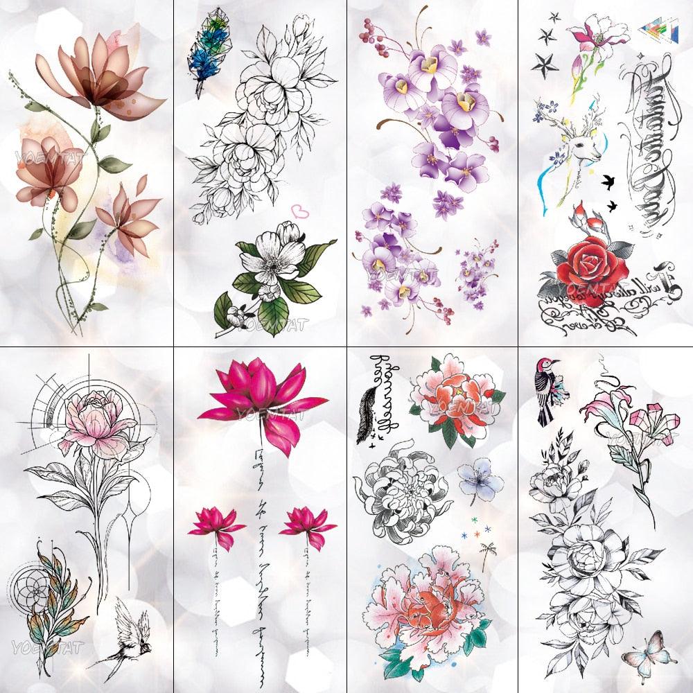 Womans Rose Flower Waterproof Temporary Tattoo Sticker For Arm Body Gorgeous Girls Tattoos - TaTTTy