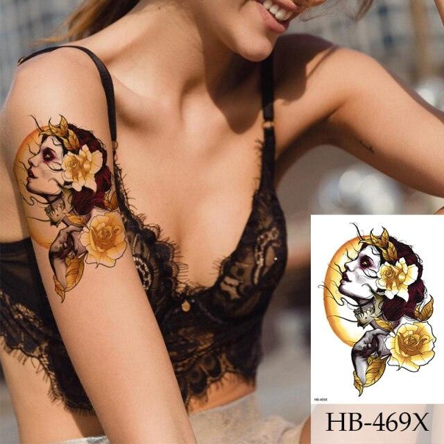 Women Luxury Temporary Stickers Realistic Body Tattoo Flowers Bird Elegant Big Design - TaTTTy