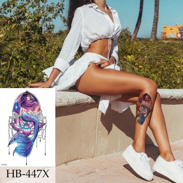 Women Luxury Temporary Stickers Realistic Body Tattoo Flowers Bird Elegant Big Design - TaTTTy