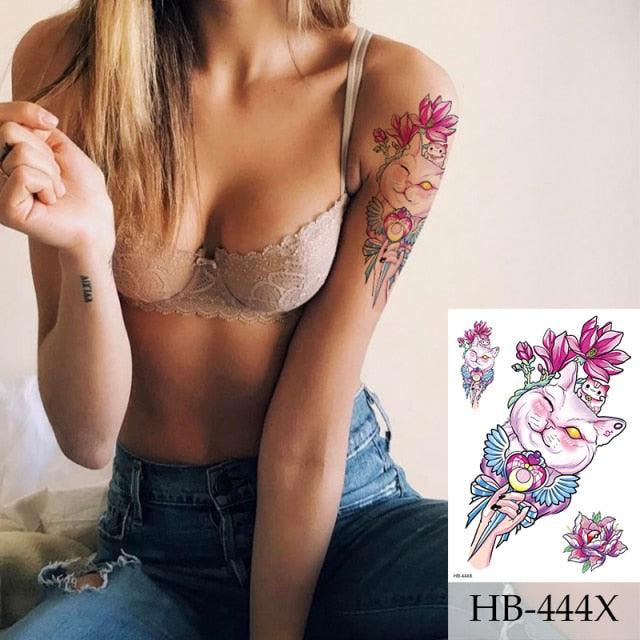 Women Luxury Temporary Stickers Realistic Body Tattoo Flowers Bird Elegant Big Design - TaTTTy