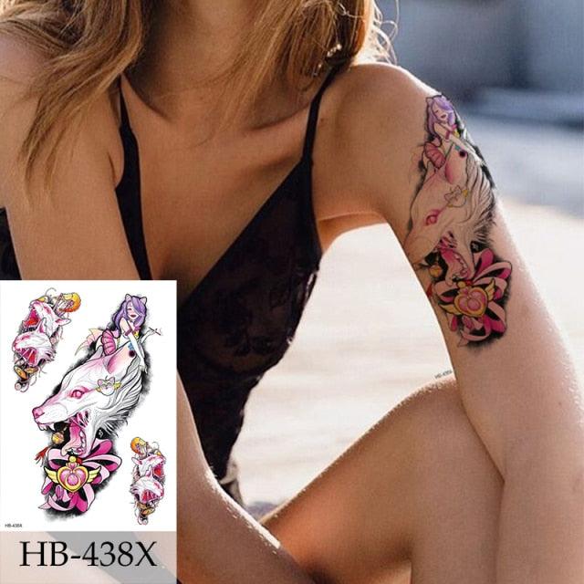 Women Luxury Temporary Stickers Realistic Body Tattoo Flowers Bird Elegant Big Design - TaTTTy