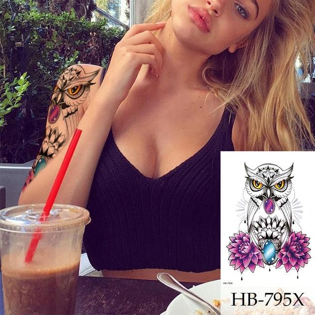 Women Luxury Temporary Stickers Realistic Body Tattoo Flowers Bird Elegant Big Design - TaTTTy
