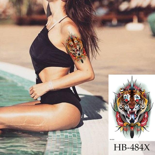 Women Luxury Temporary Stickers Realistic Body Tattoo Flowers Bird Elegant Big Design - TaTTTy