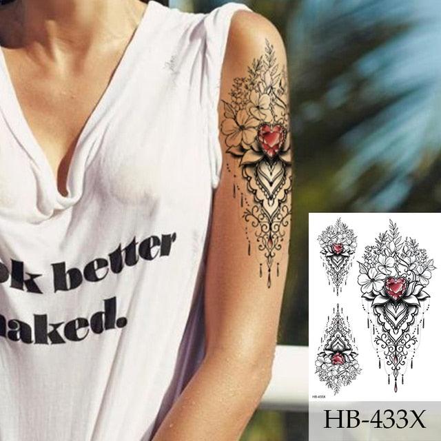 Women Luxury Temporary Stickers Realistic Body Tattoo Flowers Bird Elegant Big Design - TaTTTy
