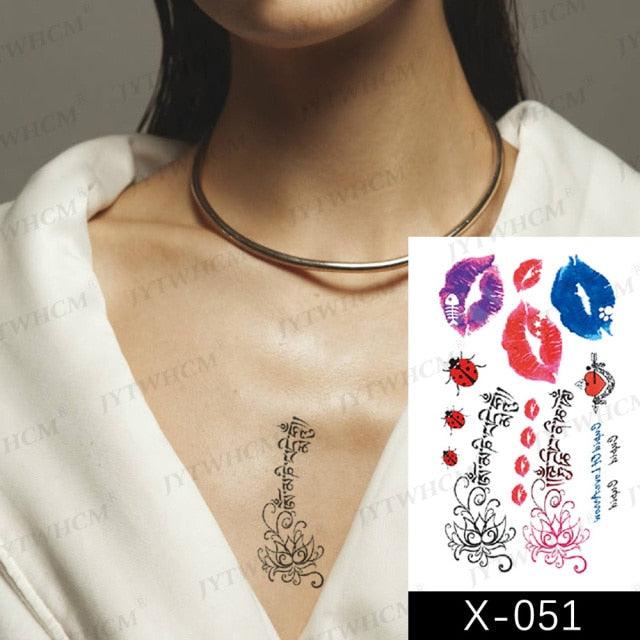 Women's Different Stickers Tattoo Temporary Waterproof Neck Arm Leg Tattoo Colorful Design - TaTTTy