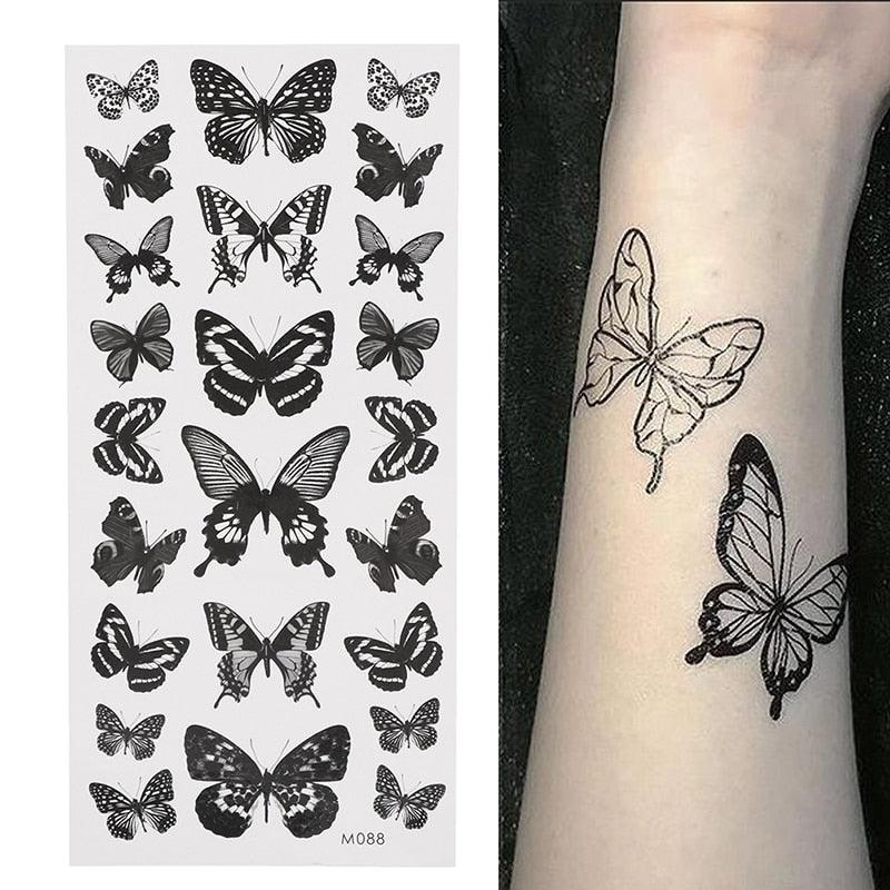 Womens Fashion 3D Butterfly Waterproof Temporary Sticker Tattoo Leg Arm Modern Blue Design For Womens - TaTTTy