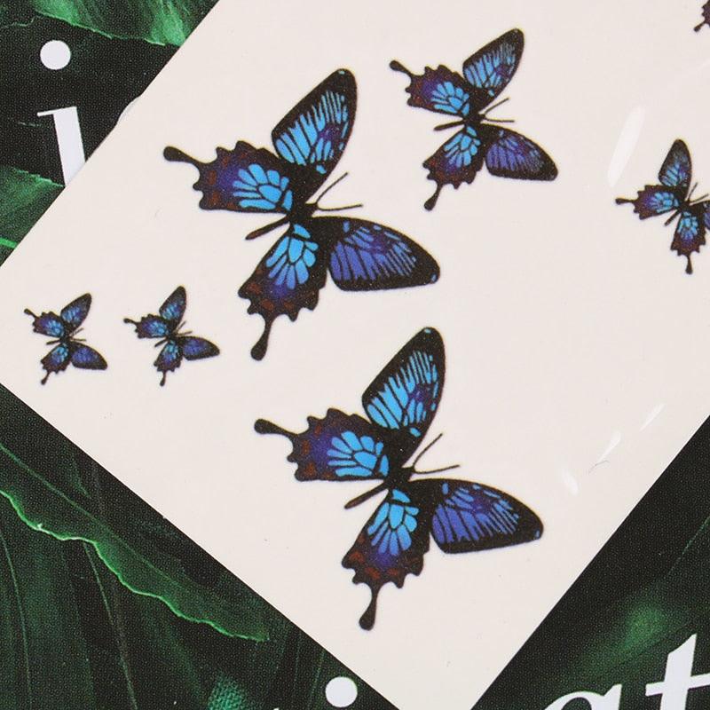 Womens Fashion 3D Butterfly Waterproof Temporary Sticker Tattoo Leg Arm Modern Blue Design For Womens - TaTTTy