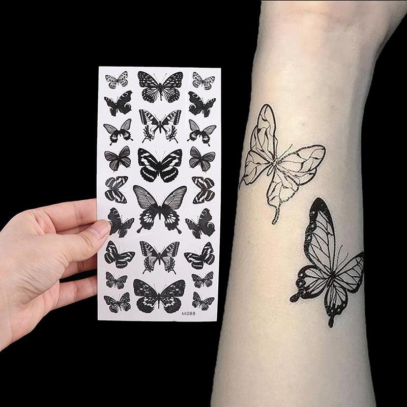 Womens Fashion 3D Butterfly Waterproof Temporary Sticker Tattoo Leg Arm Modern Blue Design For Womens - TaTTTy