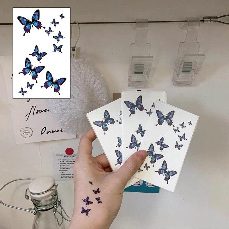 Womens Fashion 3D Butterfly Waterproof Temporary Sticker Tattoo Leg Arm Modern Blue Design For Womens - TaTTTy