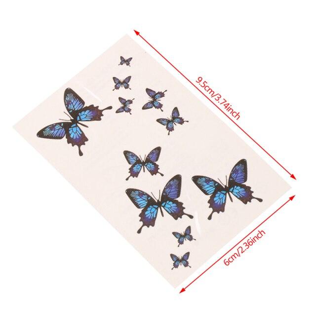Womens Fashion 3D Butterfly Waterproof Temporary Sticker Tattoo Leg Arm Modern Blue Design For Womens - TaTTTy