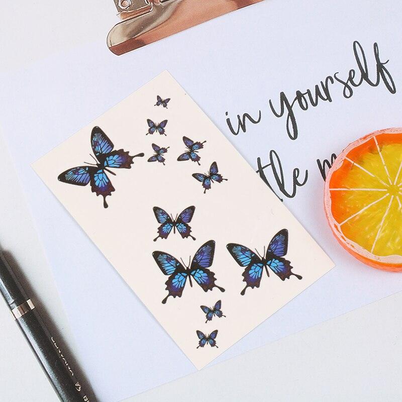 Womens Fashion 3D Butterfly Waterproof Temporary Sticker Tattoo Leg Arm Modern Blue Design For Womens - TaTTTy