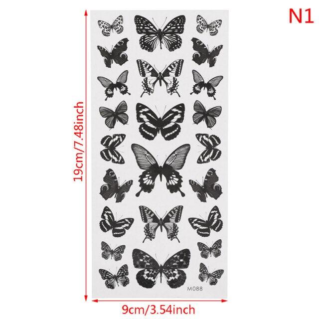 Womens Fashion 3D Butterfly Waterproof Temporary Sticker Tattoo Leg Arm Modern Blue Design For Womens - TaTTTy