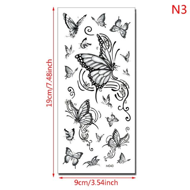 Womens Fashion 3D Butterfly Waterproof Temporary Sticker Tattoo Leg Arm Modern Blue Design For Womens - TaTTTy
