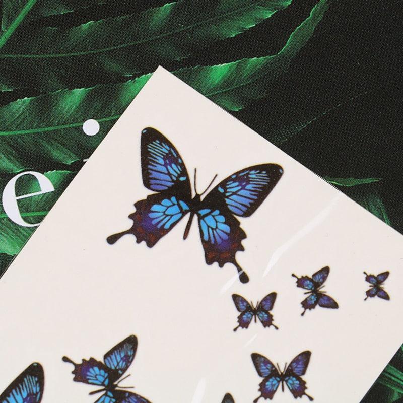 Womens Fashion 3D Butterfly Waterproof Temporary Sticker Tattoo Leg Arm Modern Blue Design For Womens - TaTTTy