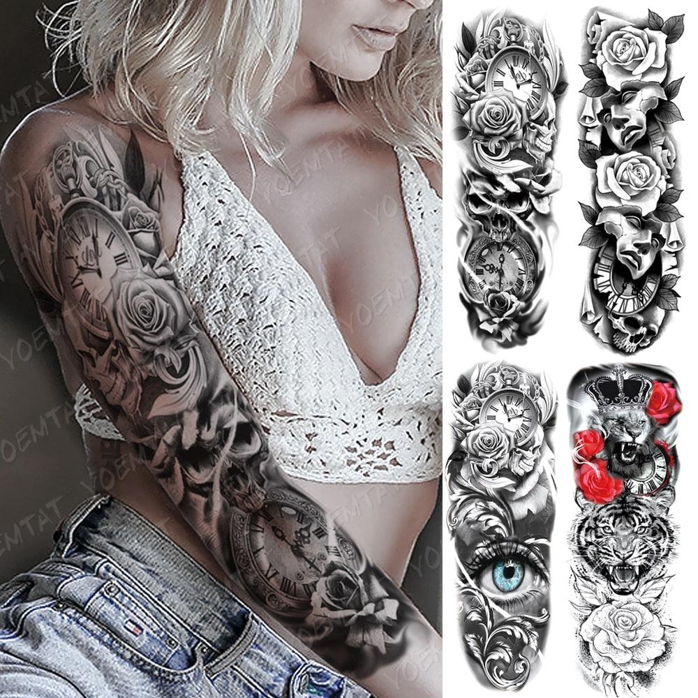Womens Large Tattoo Eye Lion Waterproof Temporary Sticker Realistic Big Luxury Tattoo Modern Design - TaTTTy